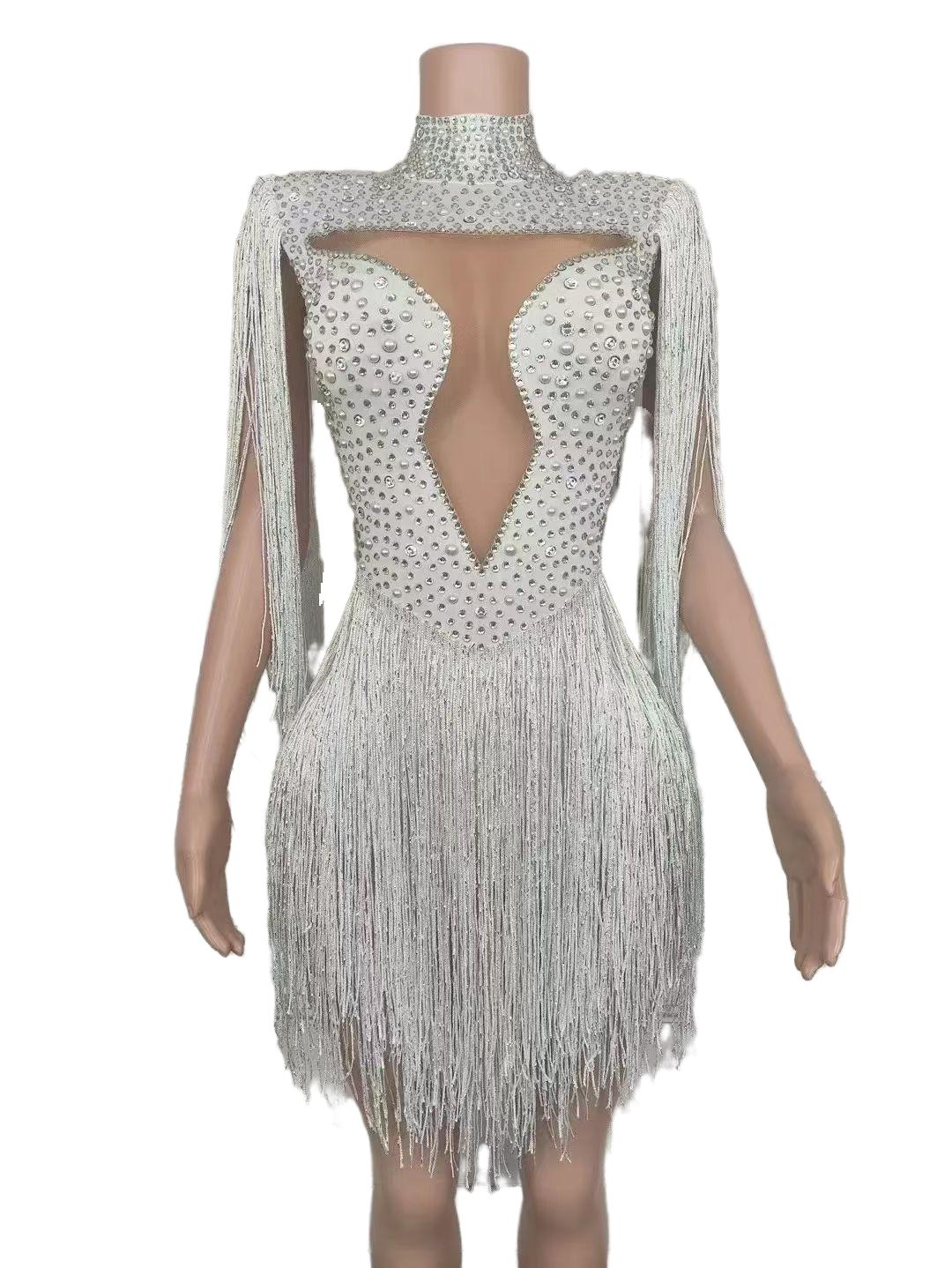 Summer New Hot Red Fringe Modern Dance Performance Costume Stage Talent Show Live Streaming Music Festival Performance Outfit - Halloweez
