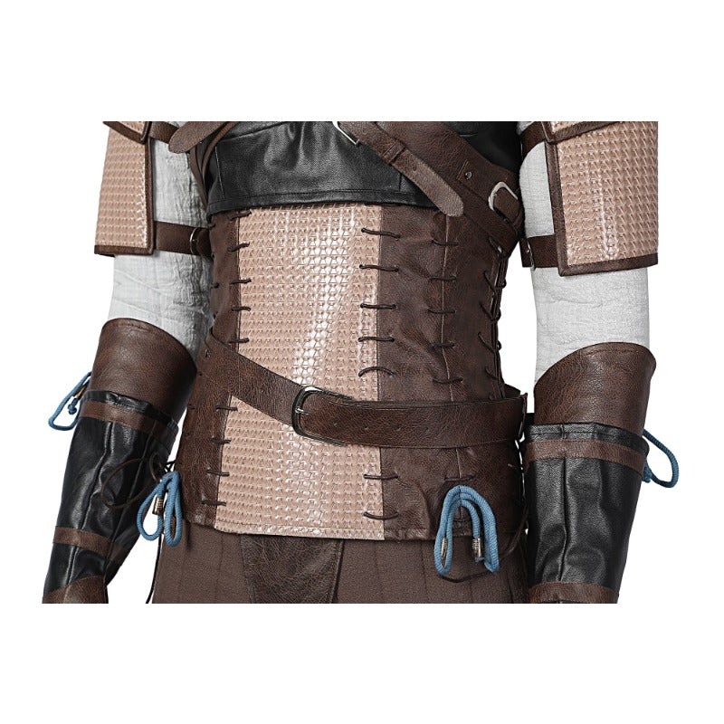 Halloweez Geralt of Rivia Cosplay Leather Jacket - Wild Hunt Hero Suit for Halloween