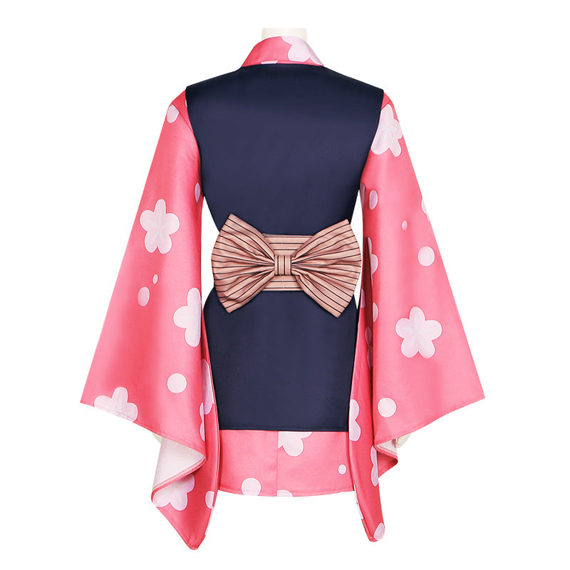 Demon Slayer Cosplay Kamado Tanjiro Sister Kanao Tsuyuri Short Kimono Costume for Stage Performance - Halloweez