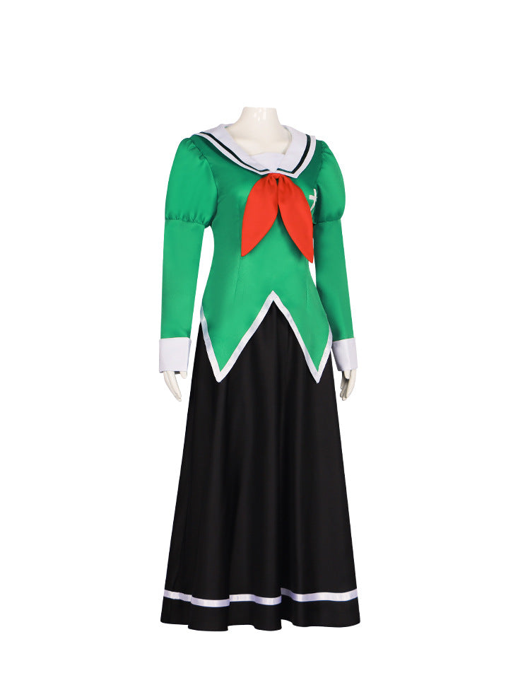 Fictional Reasoning Iwanaga Kotoko Cosplay Costume Green Long-Sleeved Dress for Women Halloween Maid Outfit - Halloweez
