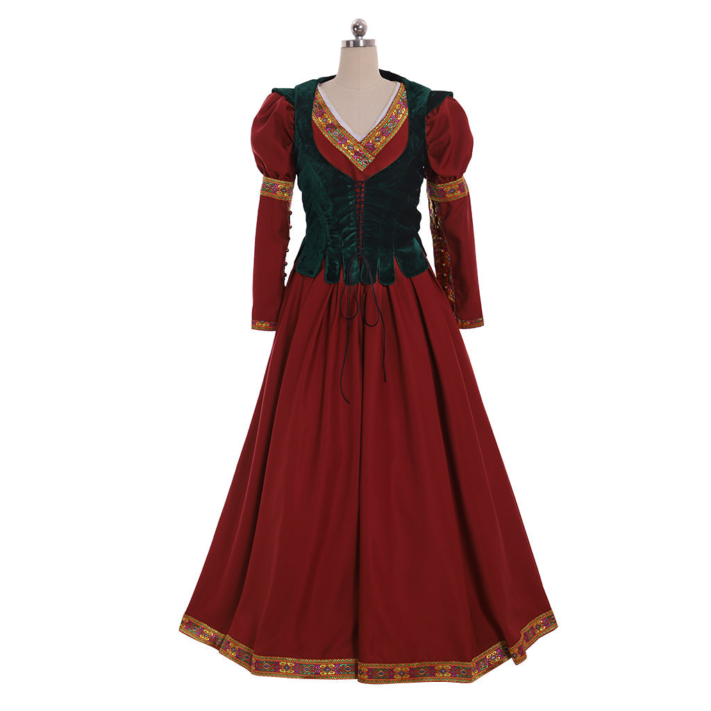 Elegante vestido de princesa real con corsé de la corte victoriana de Halloween: perfecto para fiestas de té y bailes Tudor medievales