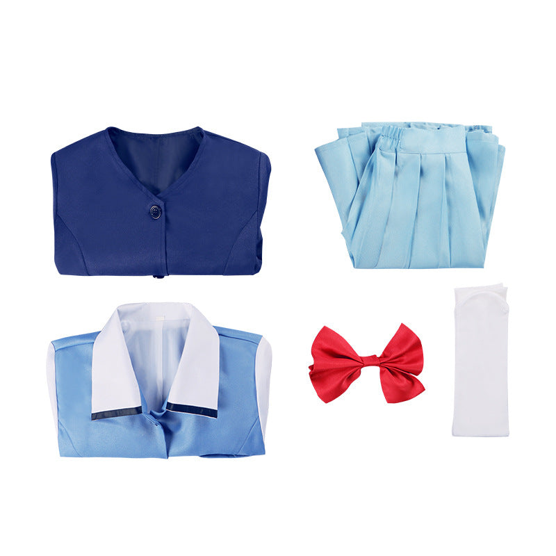 Slam Dunk Akagi Haruko Cosplay Costume School Uniform JK Outfit with Pleated Skirt - Halloweez