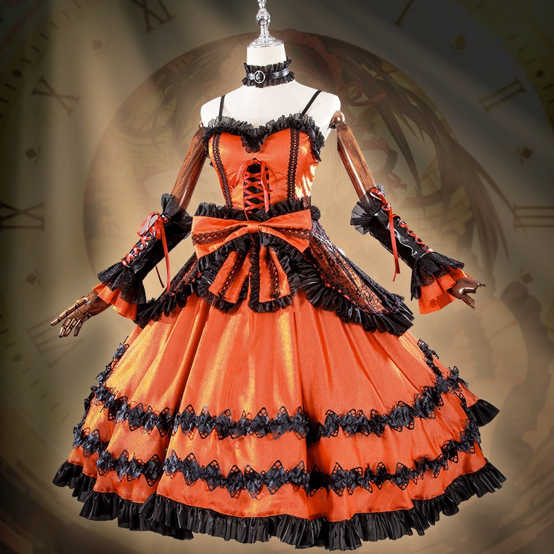 Date A Live Kurumi Tokisaki Cosplay Battle Dress Gothic Lolita Costume - Halloweez