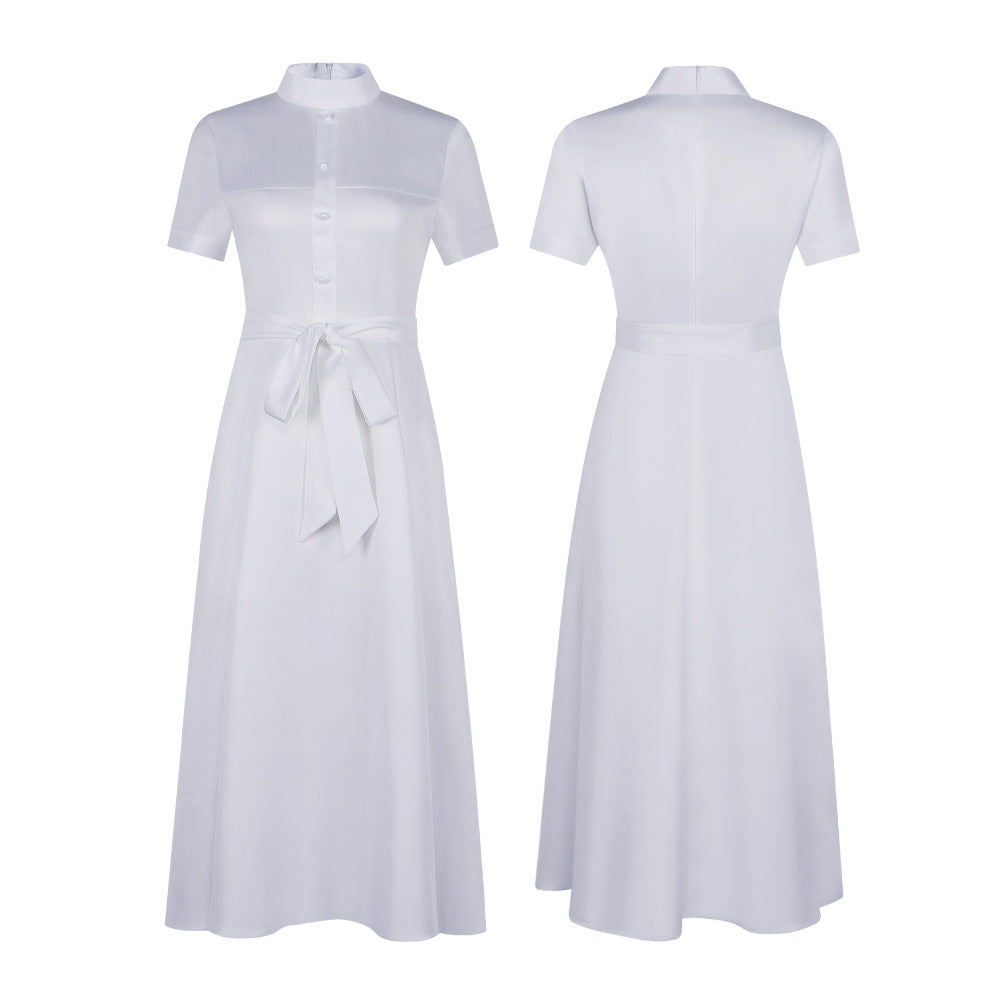 Shiori Oumi Cosplay Costume - The Girl I Want to Eat is Not Human Anime White Long Dress Stage Performance Outfit - Halloweez