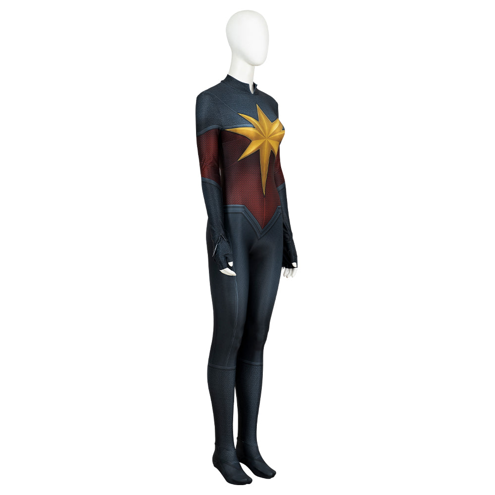 Captain Marvel 2 Carol Danvers Cosplay Costume, Movie Superhero Tight Jumpsuit, Full Set Captain Marvel Team Uniform Outfit for Women - Halloweez