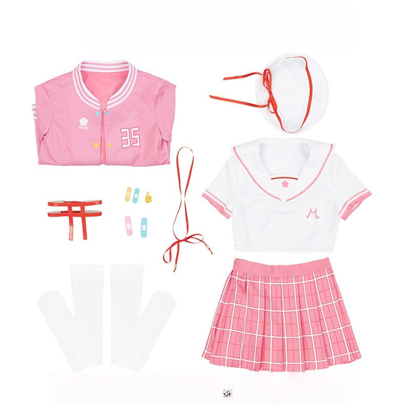 Vtuber Sakura Miko Anime Cosplay Costume School Outfit for Women - Halloweez