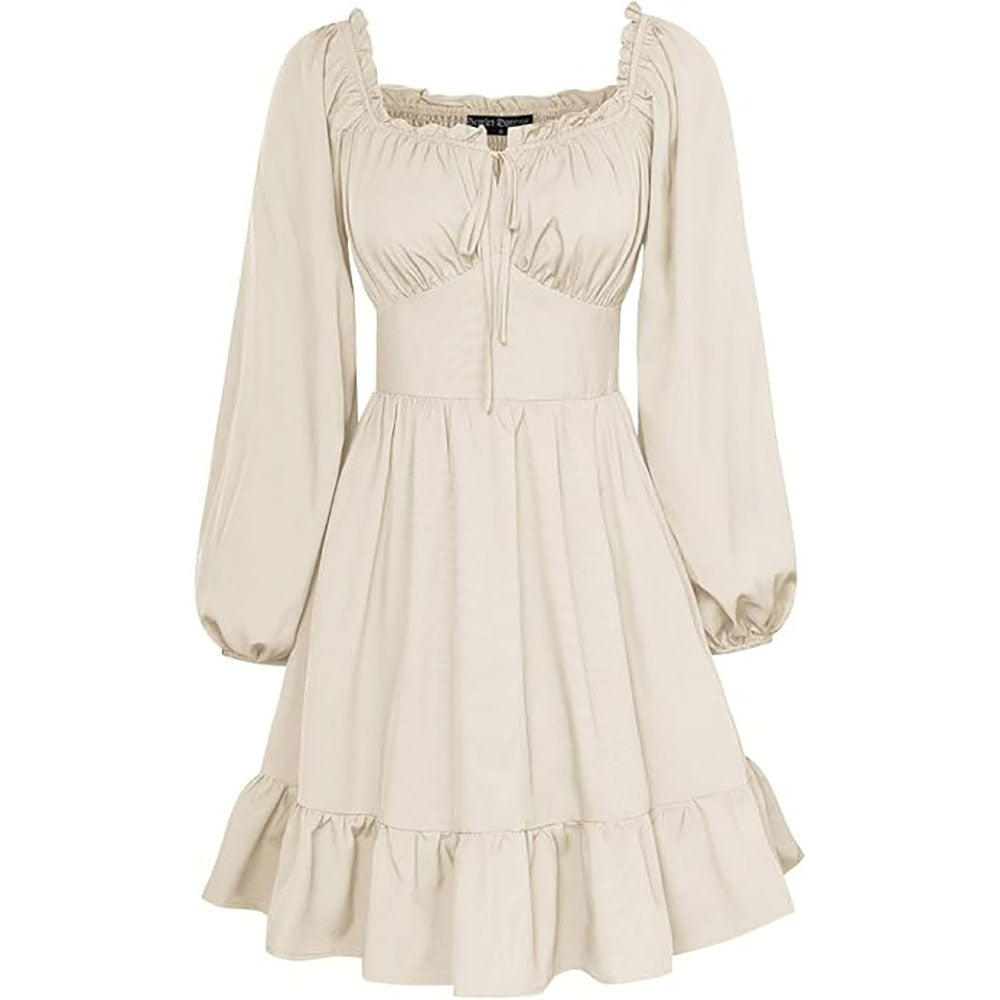 Renaissance Victorian Corset Long Sleeve Ruffle Off-Shoulder Dress - Ready Stock - Halloweez