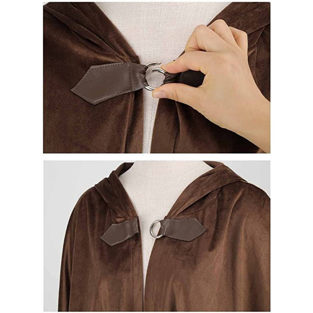 Medieval Deer Suede Cloak Halloween Vintage Battle Warrior Magic Robe Cosplay Costume - Halloweez