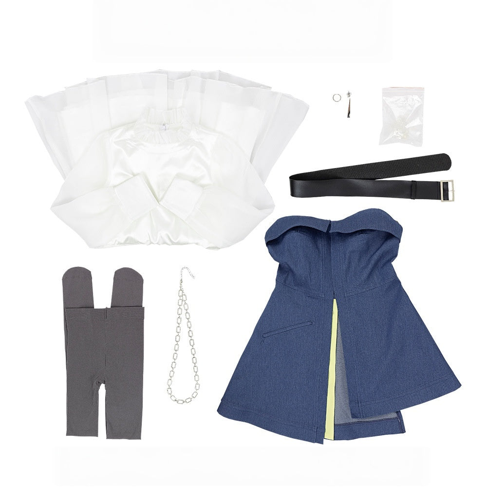 BanG Dream! mygo!!! Shiina Taki Cosplay Costume Anime Denim Dress Set - Halloweez