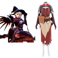 Costume de cosplay Mercy Angela d'Halloween pour femme | Ensemble complet inspiré d'Overwatch