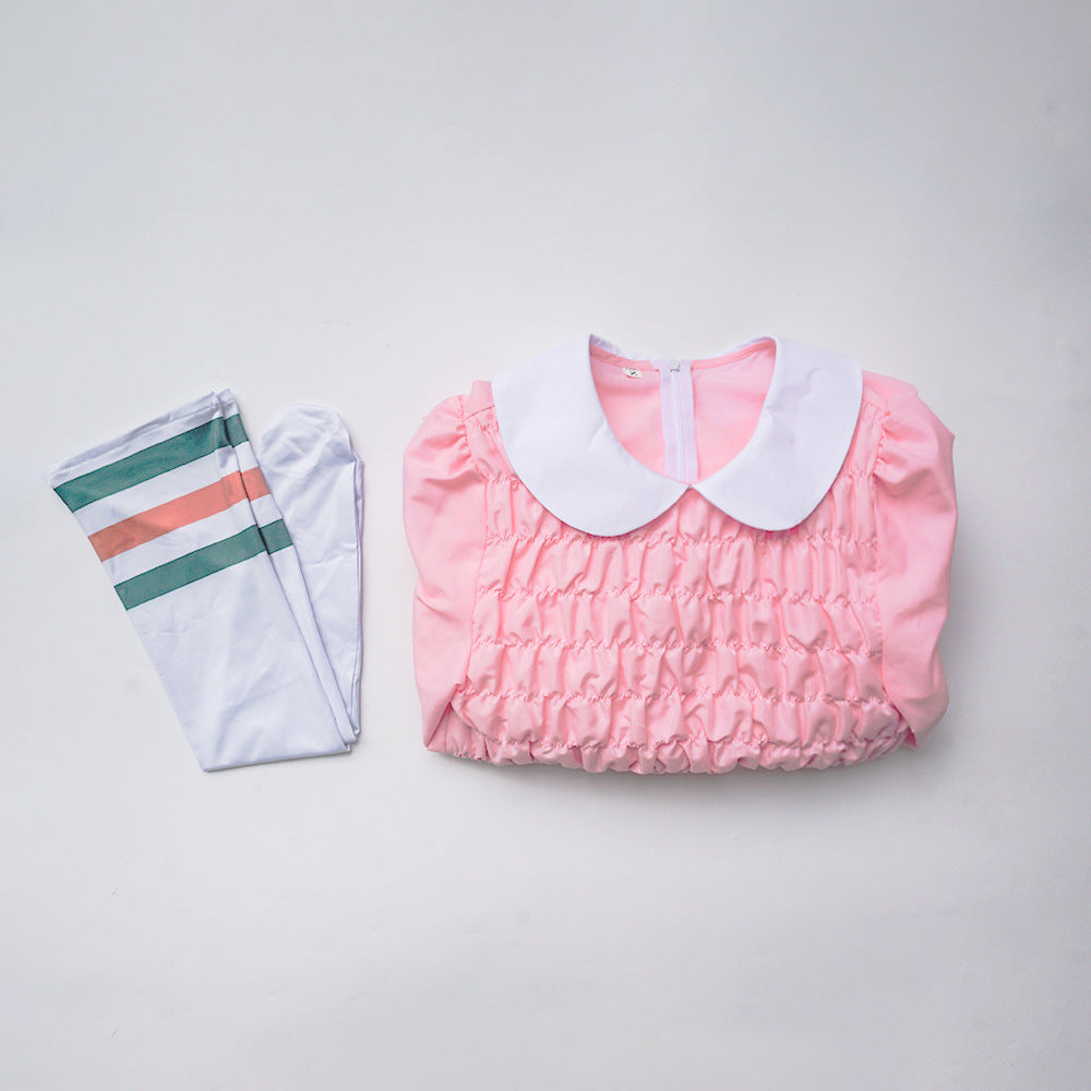 Stranger Things Eleven Pink Dress Costume with Wig - Halloweez