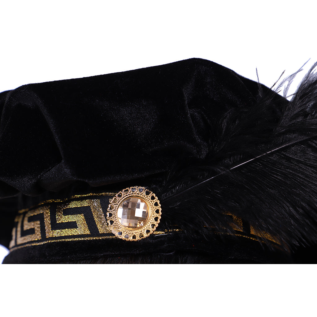 Gorra plana auténtica de estilo medieval renacentista Tudor para hombre: sombrero de cosplay de Halloween de color negro