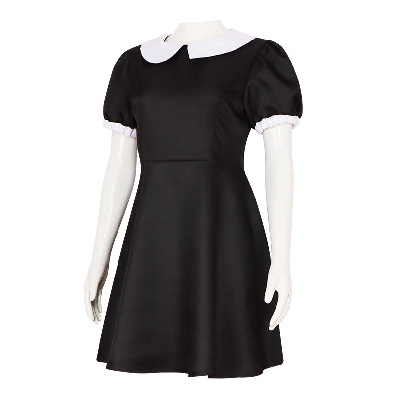 Adams Family Wednesday Addams Black Dress Cosplay Costume for Halloween - Halloweez