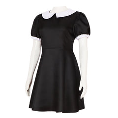 Adams Family Wednesday Addams Black Dress Cosplay Costume for Halloween - Halloweez