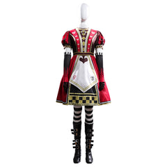 Halloweez: Alice Madness Returns Cosplay Costume Dress, Gloves, Socks & Bowknot - Women's Halloween Outfit