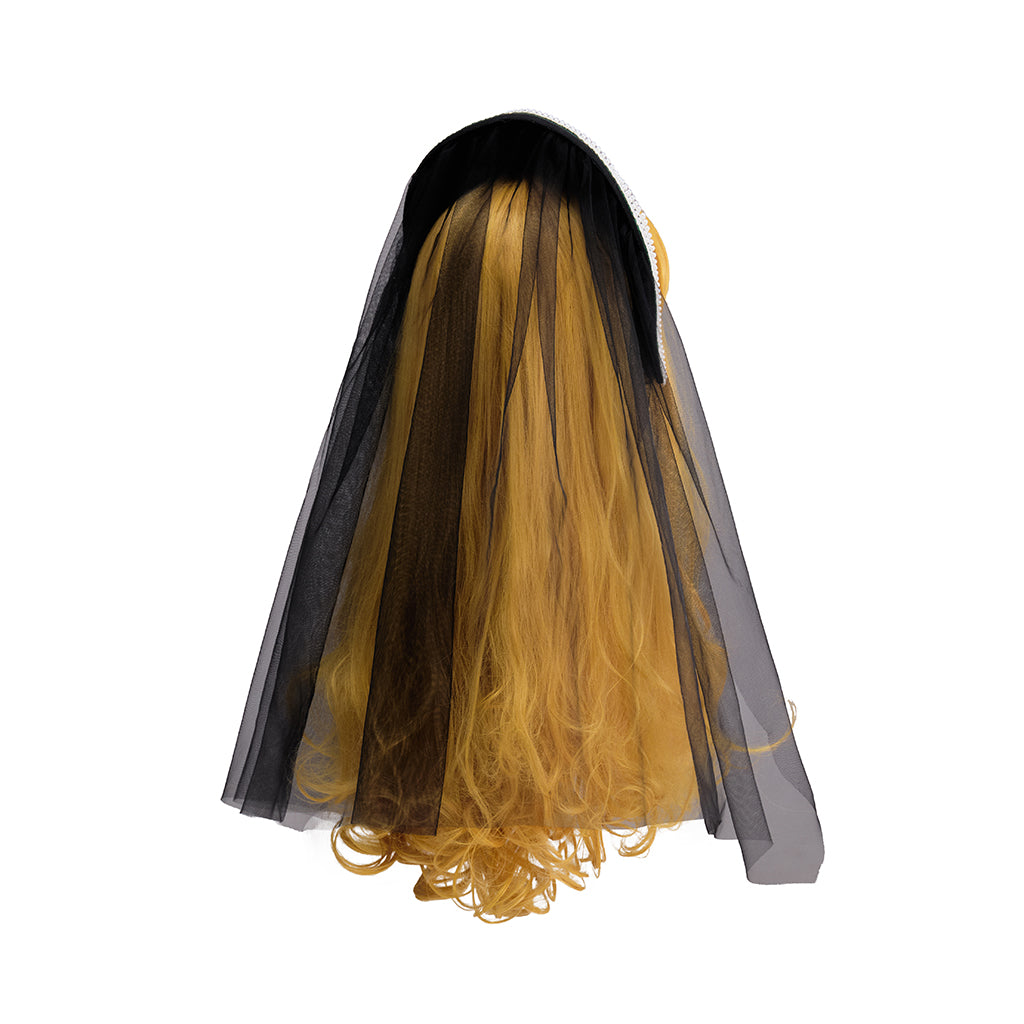 Blue Base Black Tulle Cape Tudor Hat