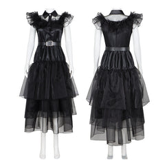 Wednesday Addams Cosplay Dress from The Addams Family TV Show - Perfect for Halloween and Cosplay Events