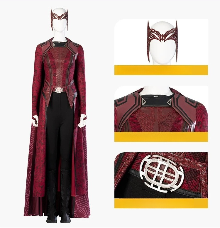 Scarlet Witch Wanda Cosplay Outfit, Doctor Strange in the Multiverse of Madness New Full Set Women Cosplay Costume for Halloween Party 二、英文关键词标签（15 个，逗号分隔） - Halloweez