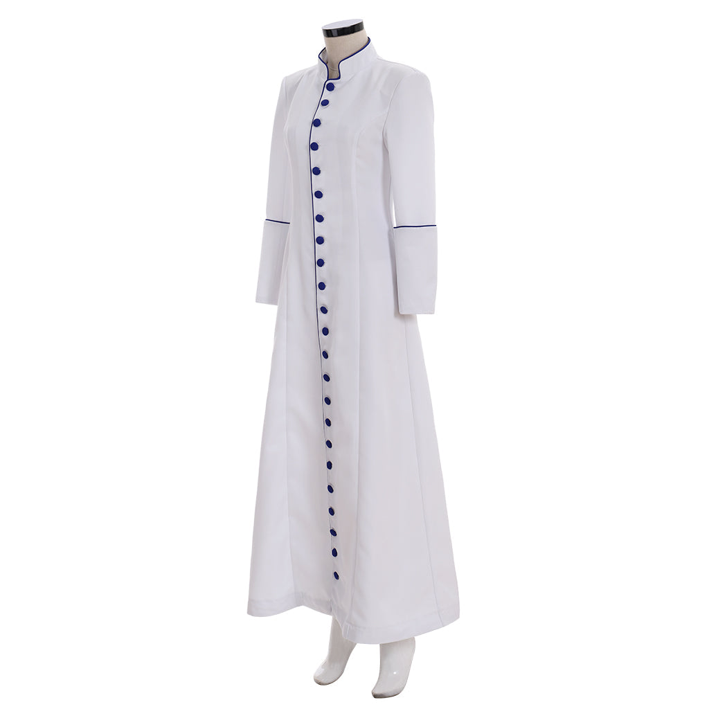 Elegant Halloweez Women's White Priest Cassock Robe - Medieval Inspired Clergy Vestments