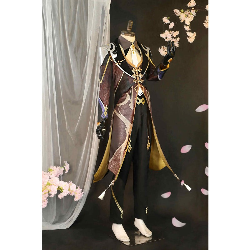 Costume de cosplay Zhongli d'Halloween - Ensemble complet de jeu de rôle d'anime pour le carnaval d'Halloween