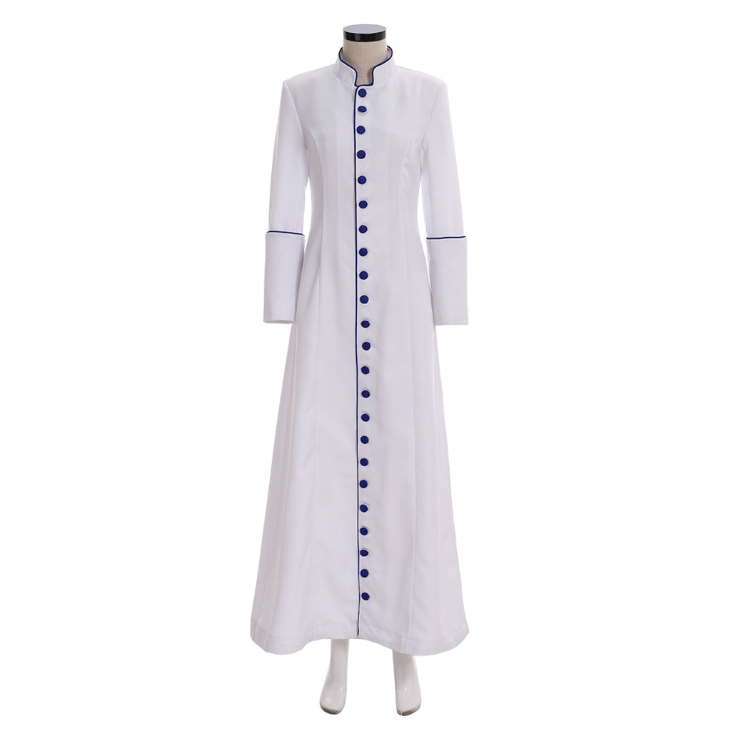 Elegant Halloweez Women's White Priest Cassock Robe - Medieval Inspired Clergy Vestments