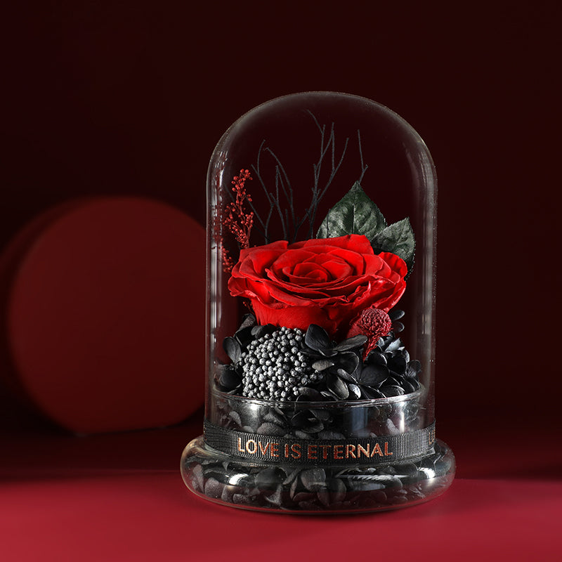 Eternal Love Enchanted Preserved Rose Glass Dome - Halloweez Blue Rose Bouquet for Special Occasions