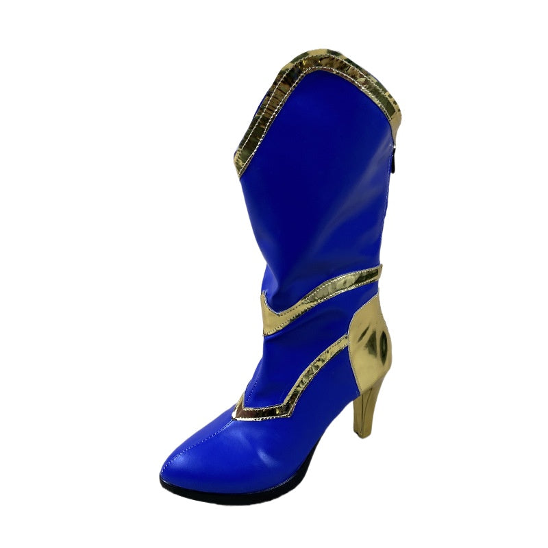 2155 Ideal LOL League of Legends Cosplay Blue and White Porcelain Irelia Blade Mistress Cos Shoes for Anime Expo - Halloweez