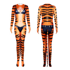 Tiger Pattern Bodysuit Cosplay Stage Performance Costume Halloween Orc Cos Jumpsuit - Halloweez