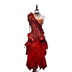 Wabi-Sabi Burnout Corset Vampire Gothic Lolita Skirt Ensemble - Halloweez