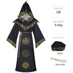 Cross-border Dark Wizard Robe Cosplay Costume Halloween Medieval Wizard Hooded Cape Stage Performance Outfit - Halloweez