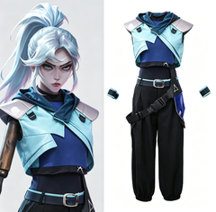 Ready Stock Jett Valorant Cosplay Costume Full Set With Kunai Prop Healer Outfit