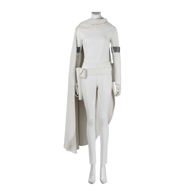 Ensemble de combat blanc avec cape pour cosplay de l'impératrice Amidala Padmé - Exclusivité Halloween et Comic Con