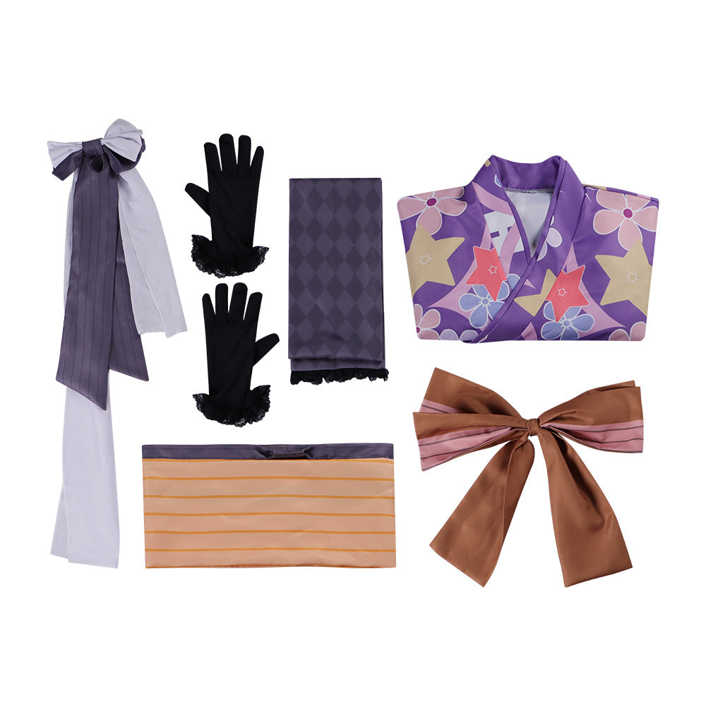 Magical Girl Madoka Cosplay Costume Homura Akemi Japanese Yukata Kimono Anime Role Play Outfit - Halloweez
