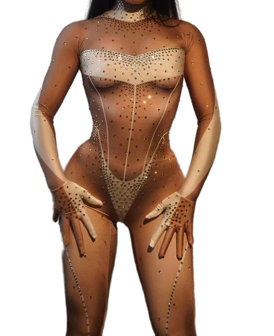 -Grid Pattern Spandex Long Evening Party Dress with Rhinestones - Halloweez