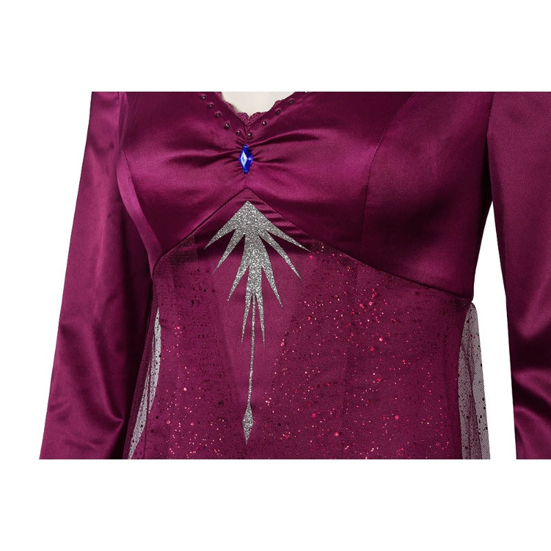 Costume de cosplay majestueux d'Elsa de Frozen 2 : Libérez l'enchantement de la reine des glaces