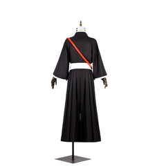 Costume de cosplay d'Ichigo Kurosaki d'Halloween avec perruque, haut noir et pantalon pour Halloween