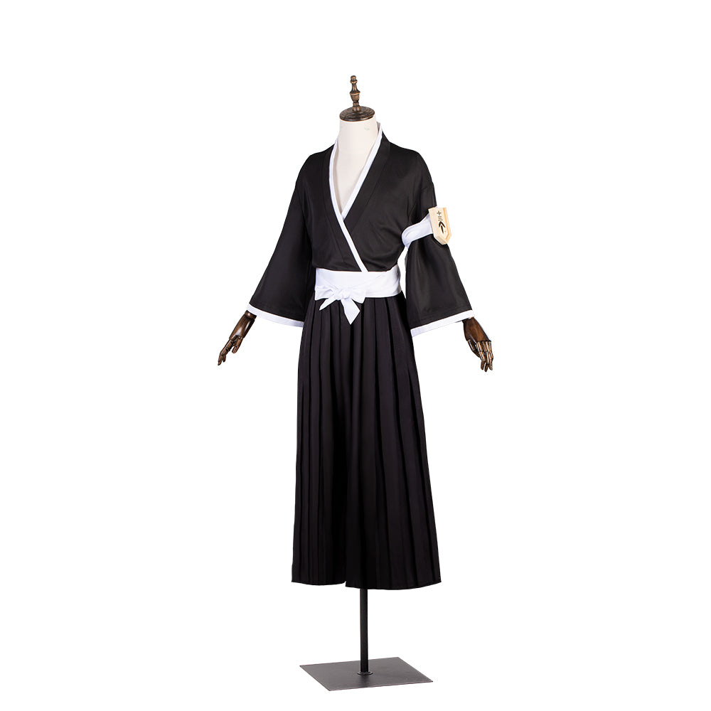 Costume de cosplay d'Ichigo Kurosaki d'Halloween avec perruque, haut noir et pantalon pour Halloween