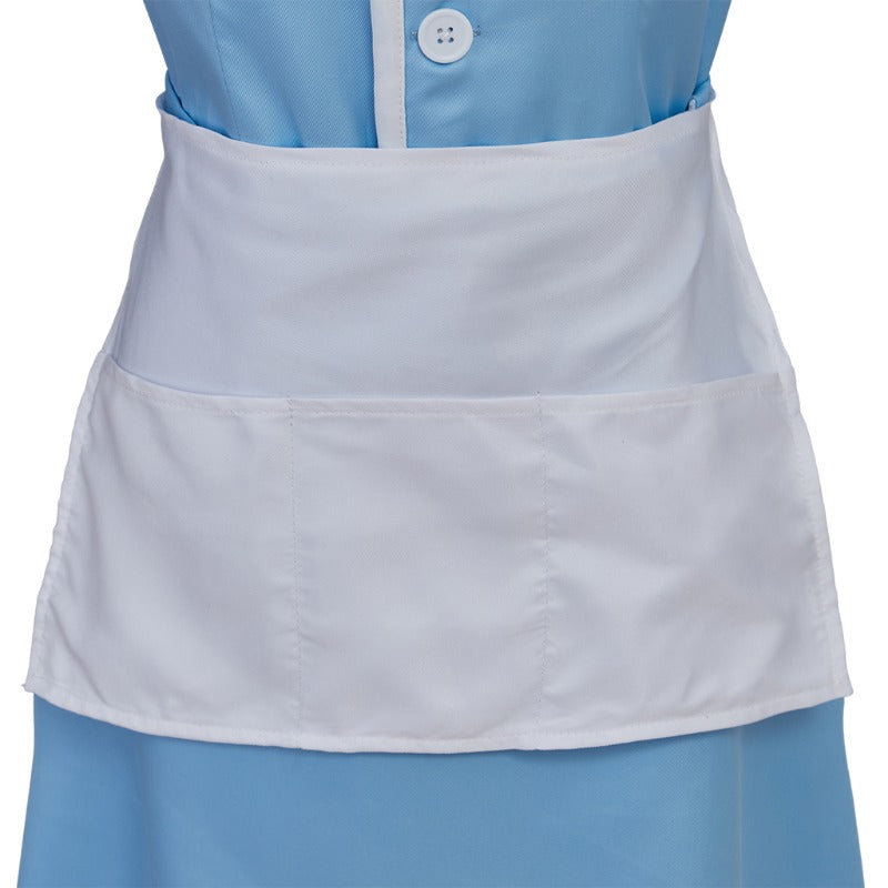 Halloweez Waitress Musical Cosplay Costume – Blue Maid Dress with Apron for Women