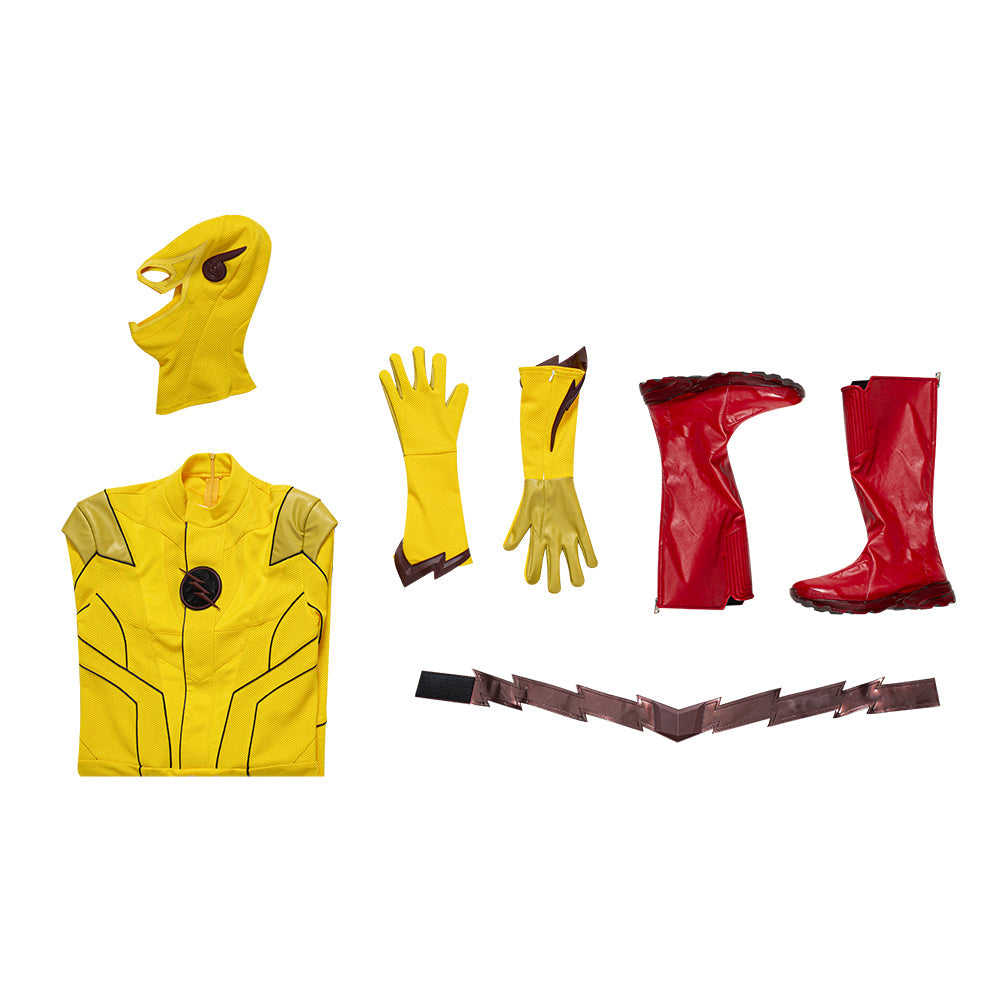 Halloweez Flash Armageddon Reverse Flash Cosplay Costume - Barry Allen Yellow Suit