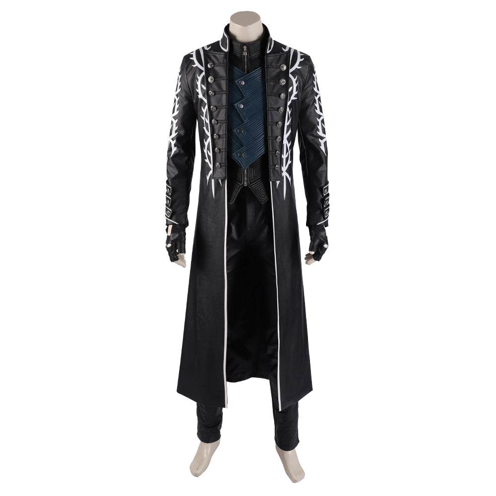 Premium Devil May Cry 5 Vergil Deluxe Cosplay Costume Full Set with Coat and Yamato - Halloweez