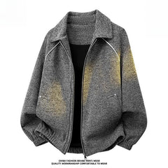 Men's Textured Lapel Jacket,Plus Size Trendy Casual Autumn Outerwear Custom