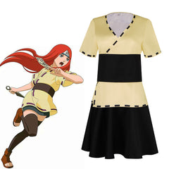 Fire Hidden Kushina Uzumaki Cosplay Costume from Naruto Shippuden - 2D Ninja Role-Playing Clothing