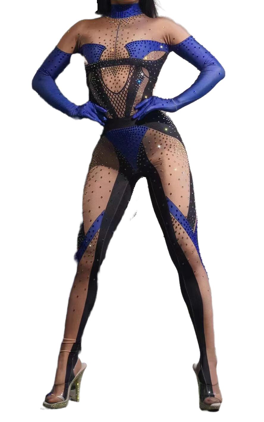 -Grid Pattern Spandex Long Evening Party Dress with Rhinestones - Halloweez