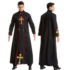 Halloween Medieval Nun Priest Robe COS Costume Virgin Mary Father Wizard Stage Performance Clothing - Halloweez