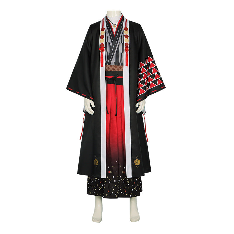 VTuber Virtual Cos Costume Crescent Moon Fujishiro Cosplay Kimono Samurai Costume Role Play Costume Japanese Robe - Halloweez