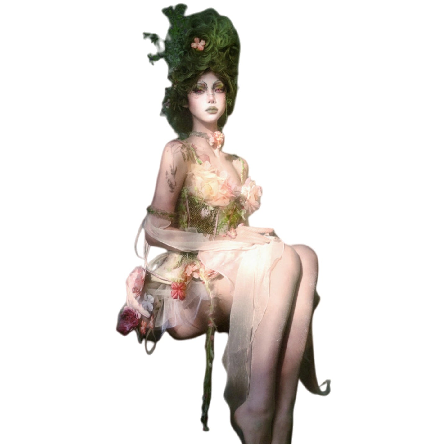 Blood Supply Original Forest Spirit Flower God Fishbone Corset Fairy Style Ethereal Dress Halloween Cosplay Costume - Halloweez