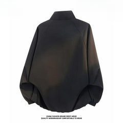 Men's Color‑Block Stand Collar Jacket,Loose Sports Casual Outerwear Spring Autumn Custom