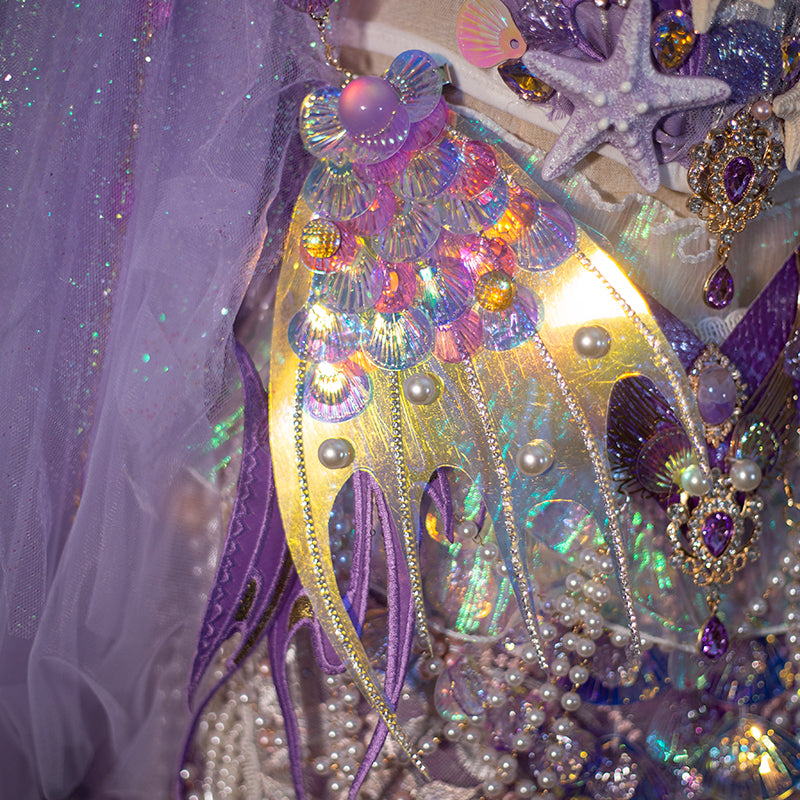 Purple Original Handmade Mermaid Princess Ocean Element Corset Fishtail Skirt Set - Unique Cosplay Costume - Halloweez