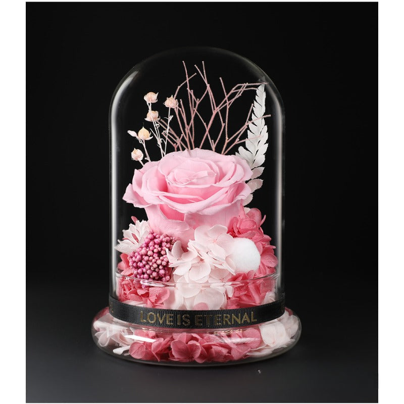 Dôme en verre avec roses préservées enchantées Eternal Love - Bouquet de roses bleues d'Halloween pour occasions spéciales