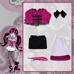 Monster High Draculaura Cosplay Costume Women Vampire Corset Lolita Short Dress Full Set - Halloweez